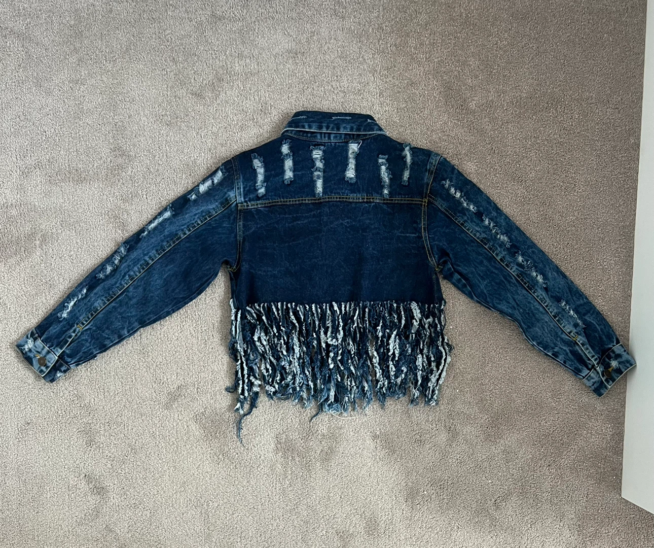 Thrill Jeans Denim Jacket with Fringe M-S - photo 4