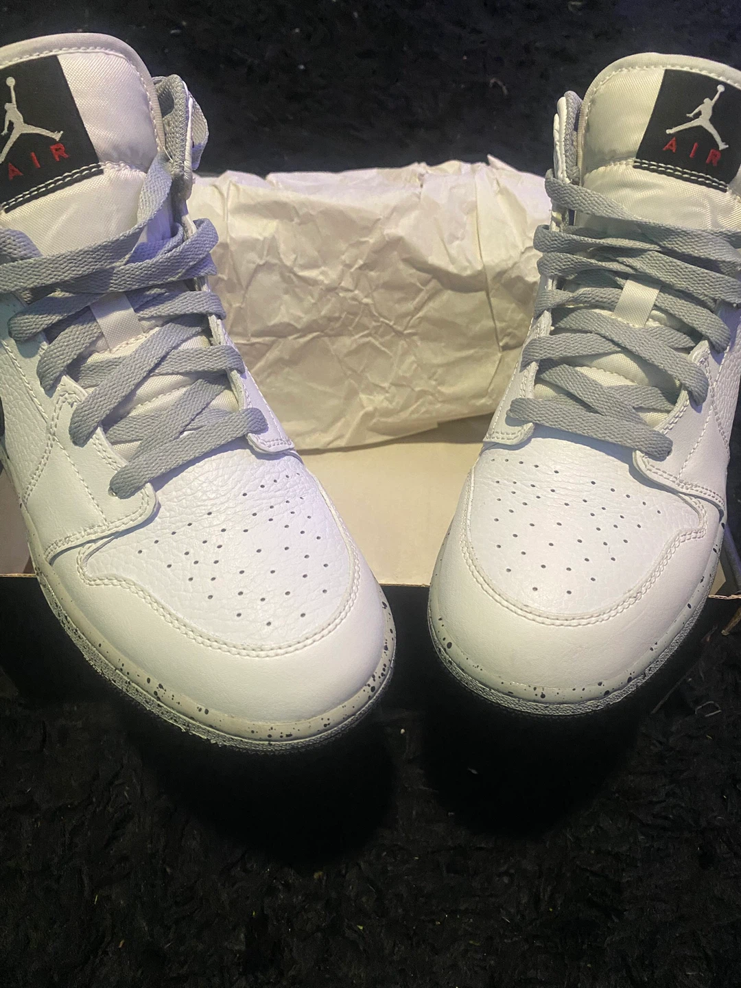 Nike Air Jordan 1 Mid SE White Cement Sneakers - photo 2