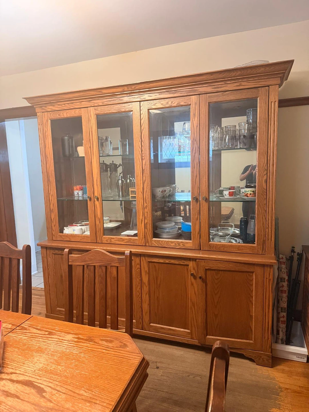 FOR FREE - Wooden China Cabinet with Glass Doors