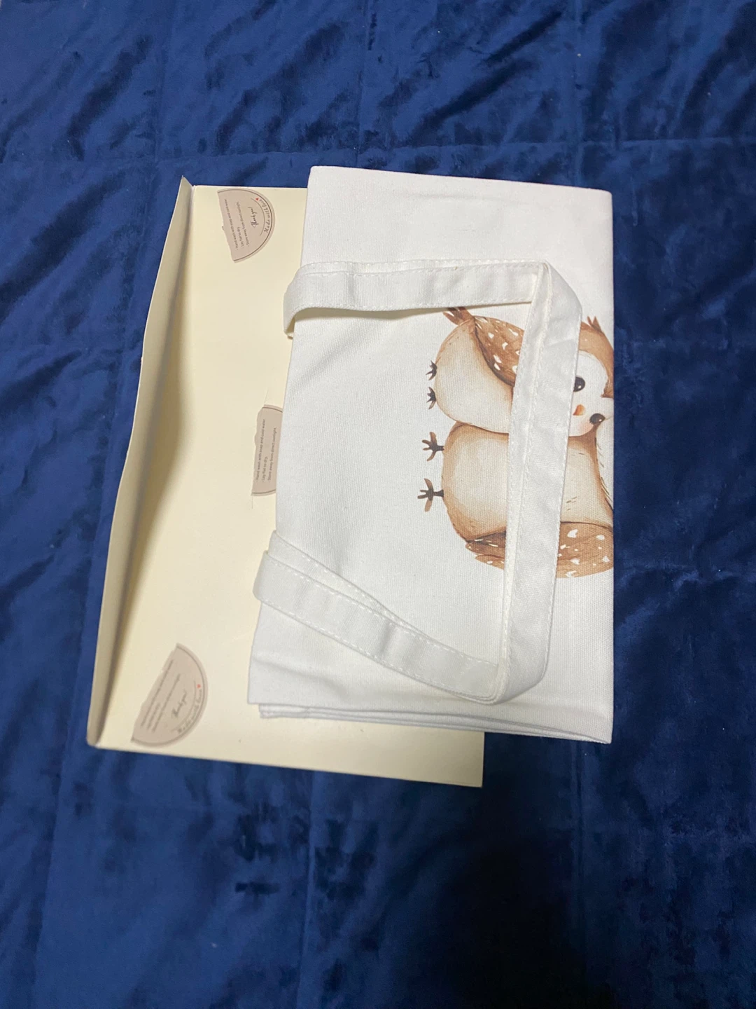 White Canvas Tote Bag with Owl Design - photo 2