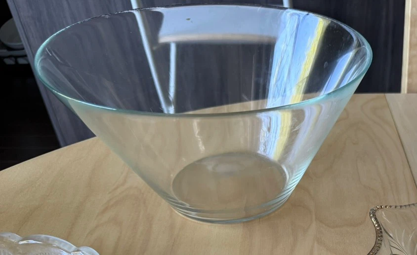 Large clear glass serving bowl