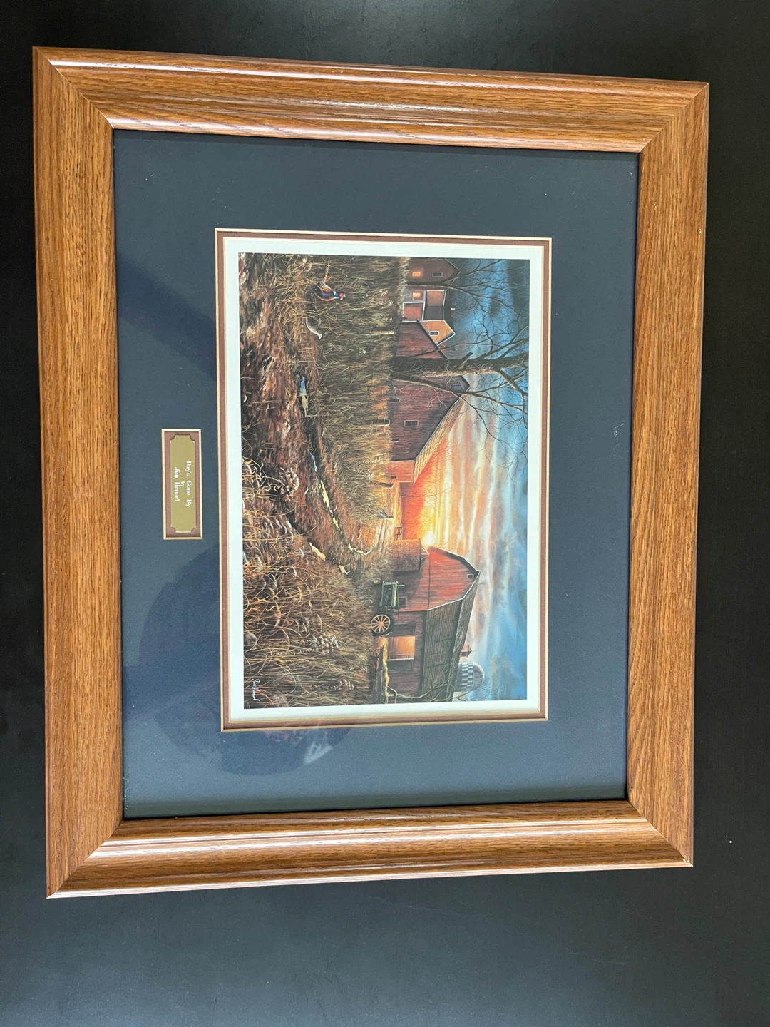 Framed Barn Sunset Landscape Painting - photo 5