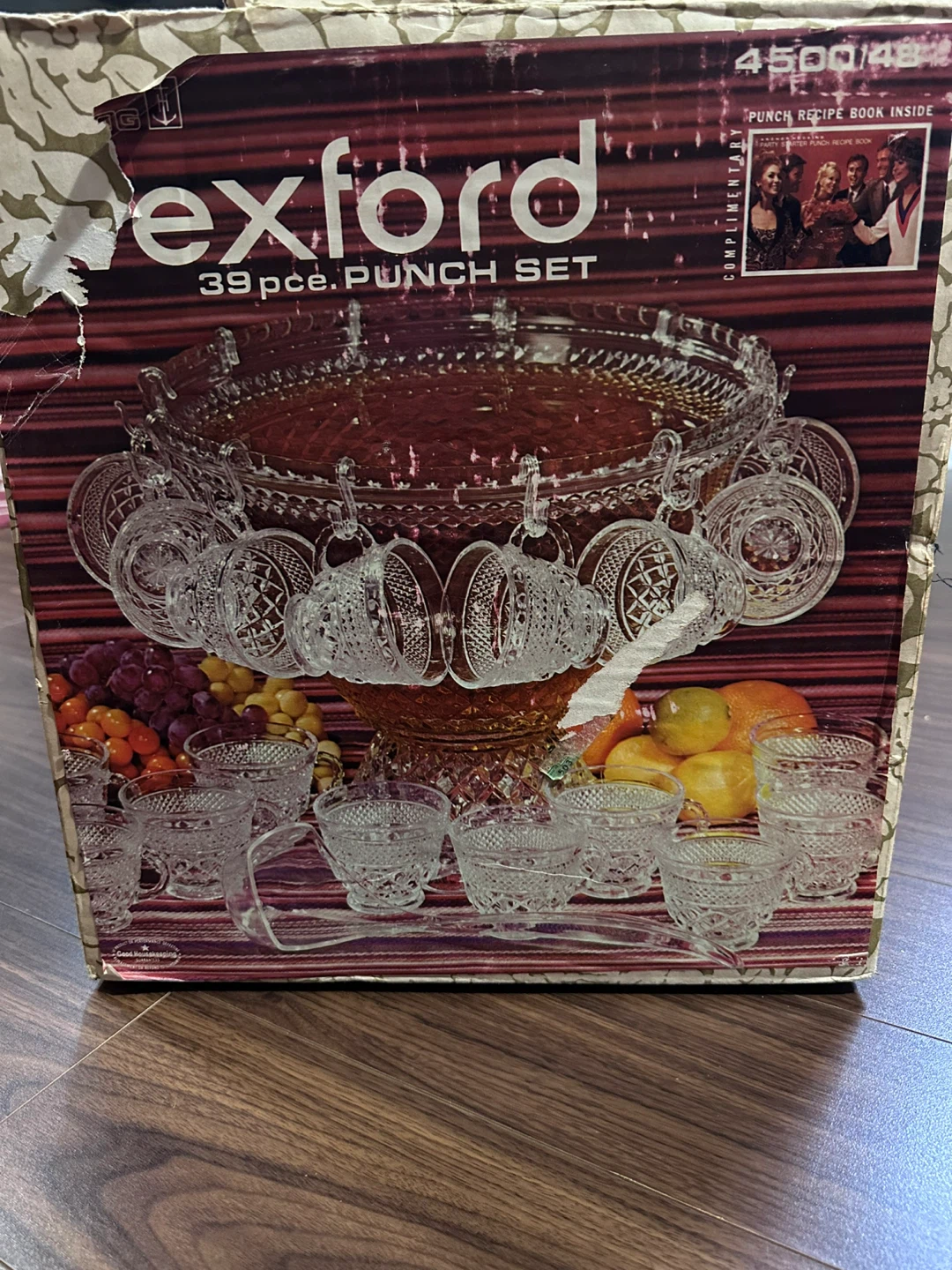 Anchor Hocking Wexford Glass Punch Bowl +Matchin Cups+ ladle - photo 2