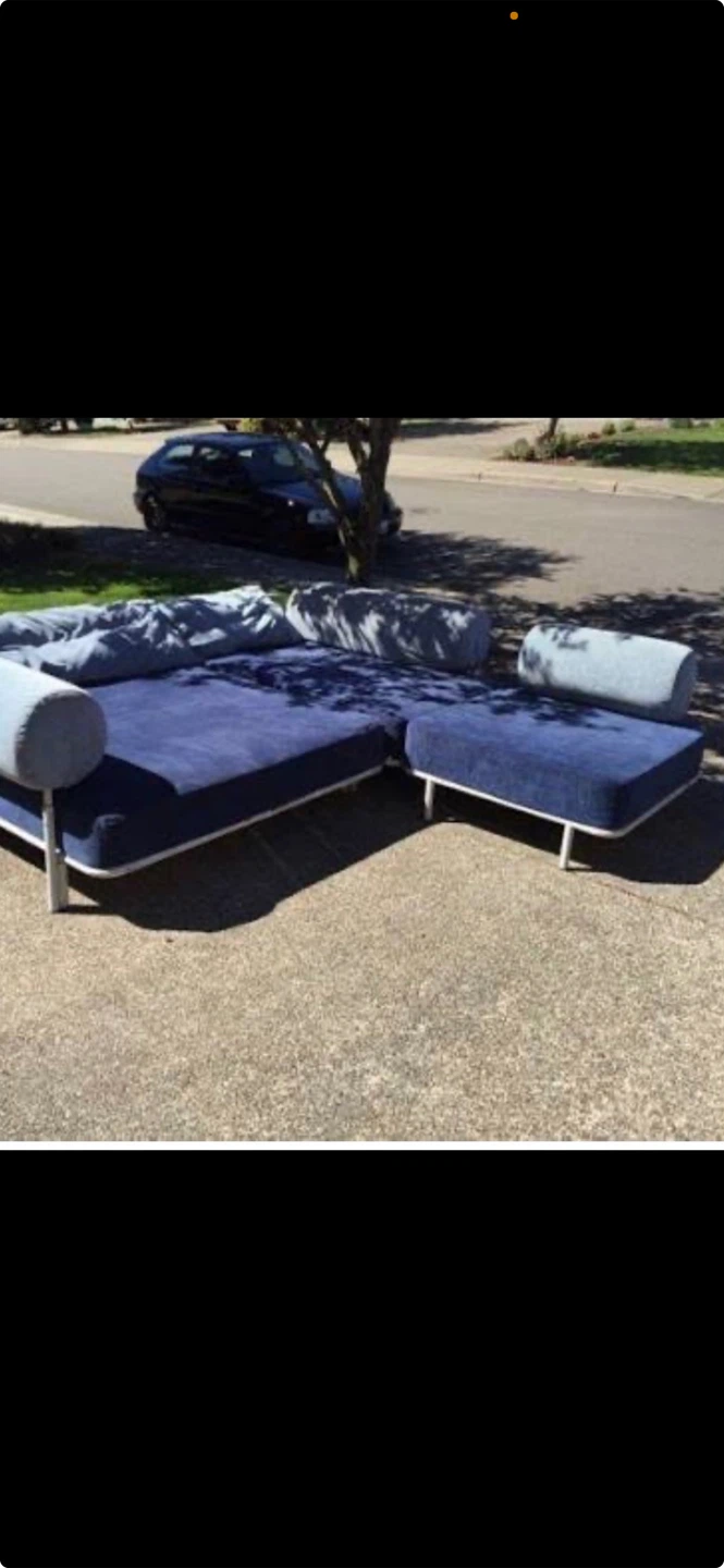 Blue Sectional Sofa Daybed with Bolster Pillow - photo 4