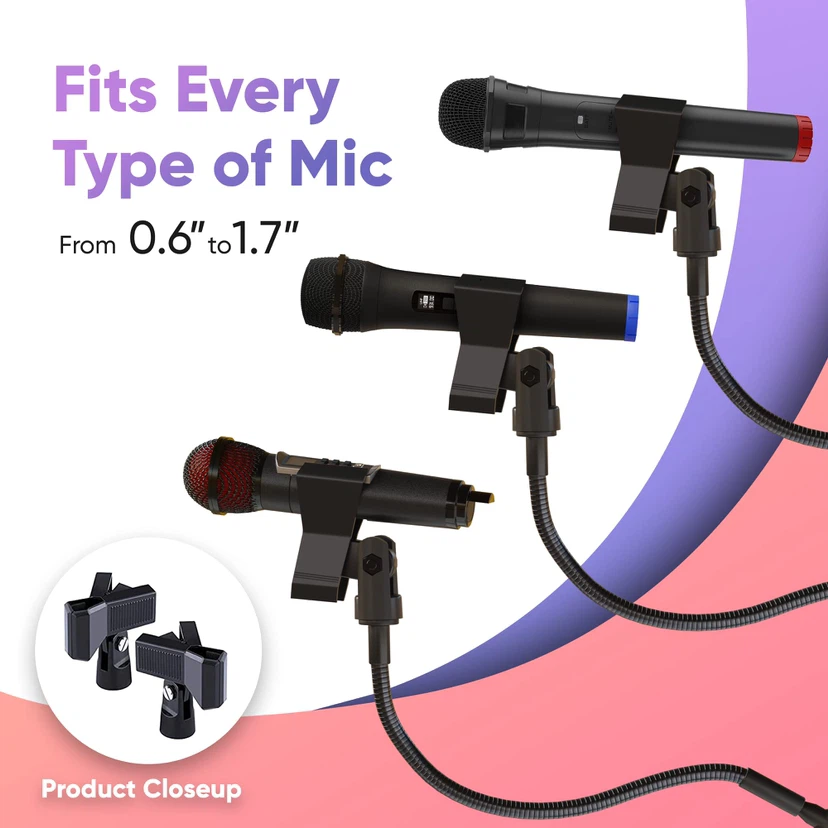 MASINGO Double Microphone Stand 2.4ft to 6ft Inches High - photo 4
