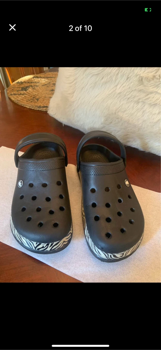 Black Crocs with Zebra Print Trim - photo 2