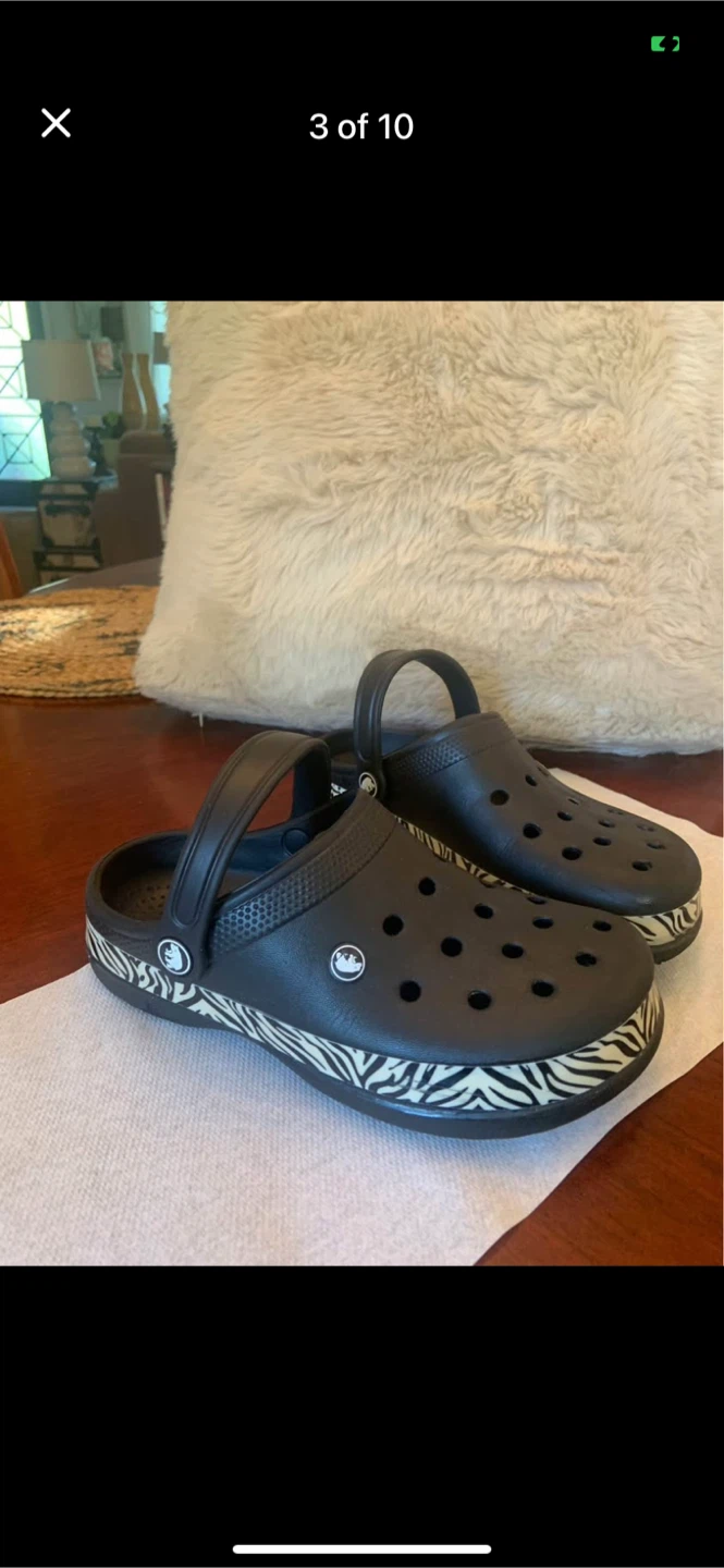 Black Crocs with Zebra Print Trim - photo 3