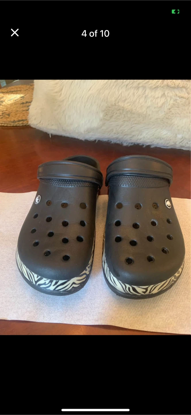 Black Crocs with Zebra Print Trim - photo 4