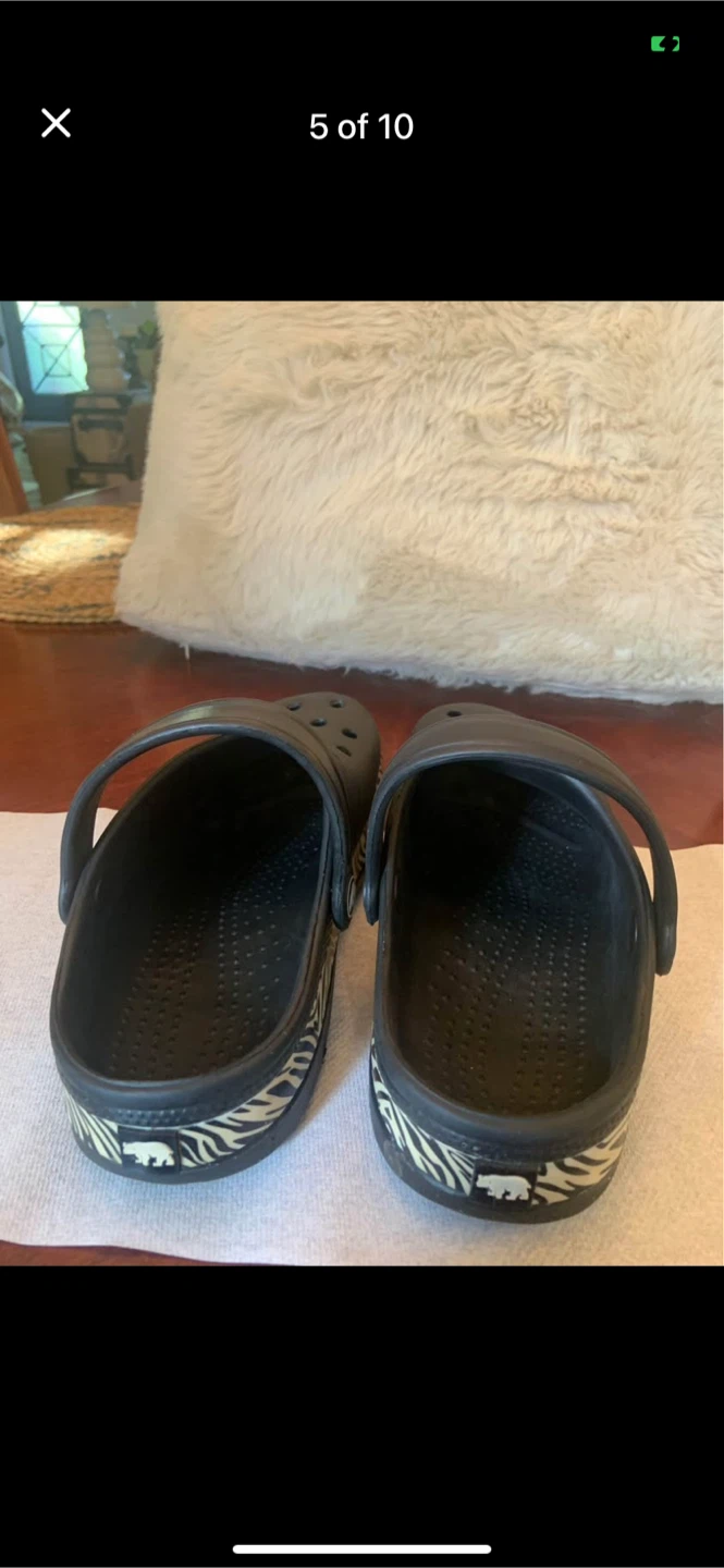 Black Crocs with Zebra Print Trim - photo 5