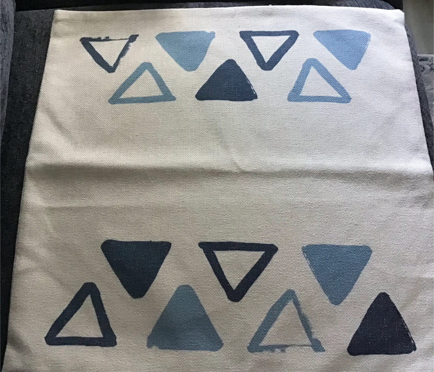 Decorative Cushion Cover - Blue Triangles & Fish Print - photo 2