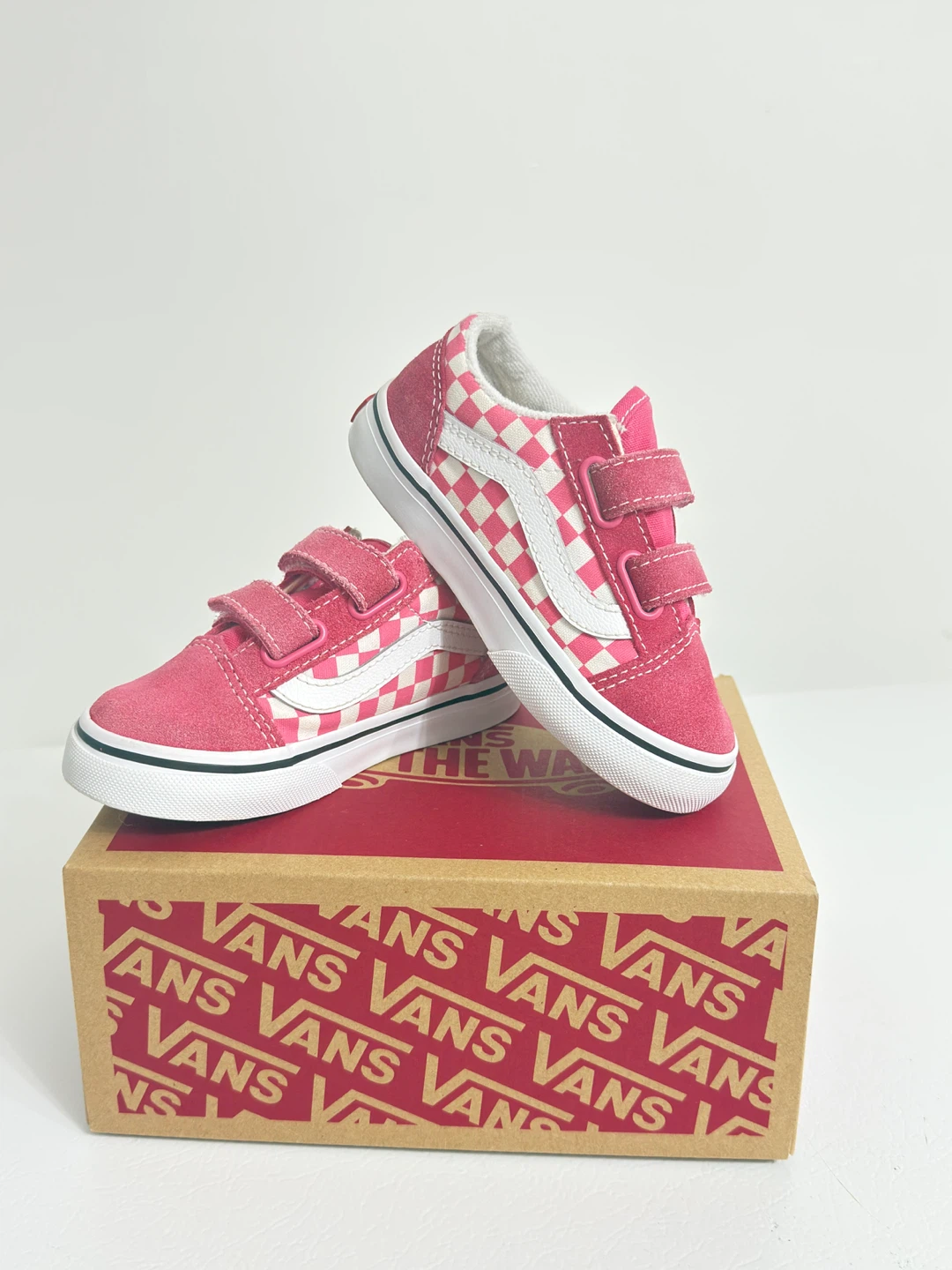 Pink Checkerboard Vans Kids Shoes