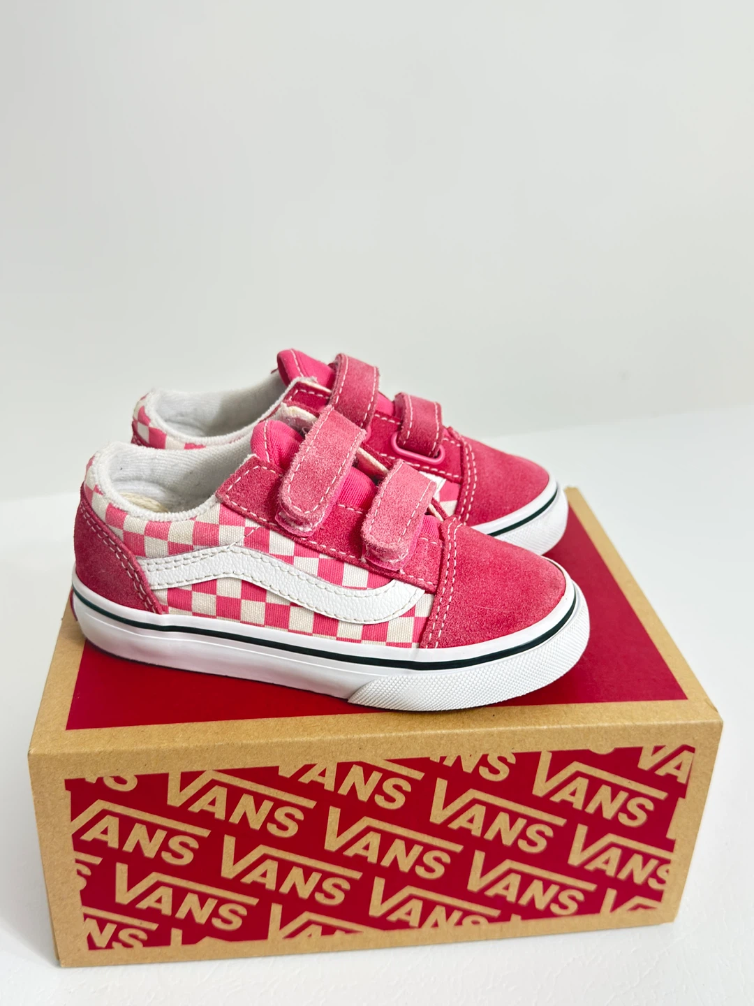 Pink Checkerboard Vans Kids Shoes - photo 4