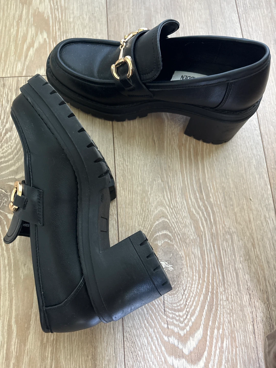 Steve Madden Black Loafers with Gold Bit Detail - photo 2
