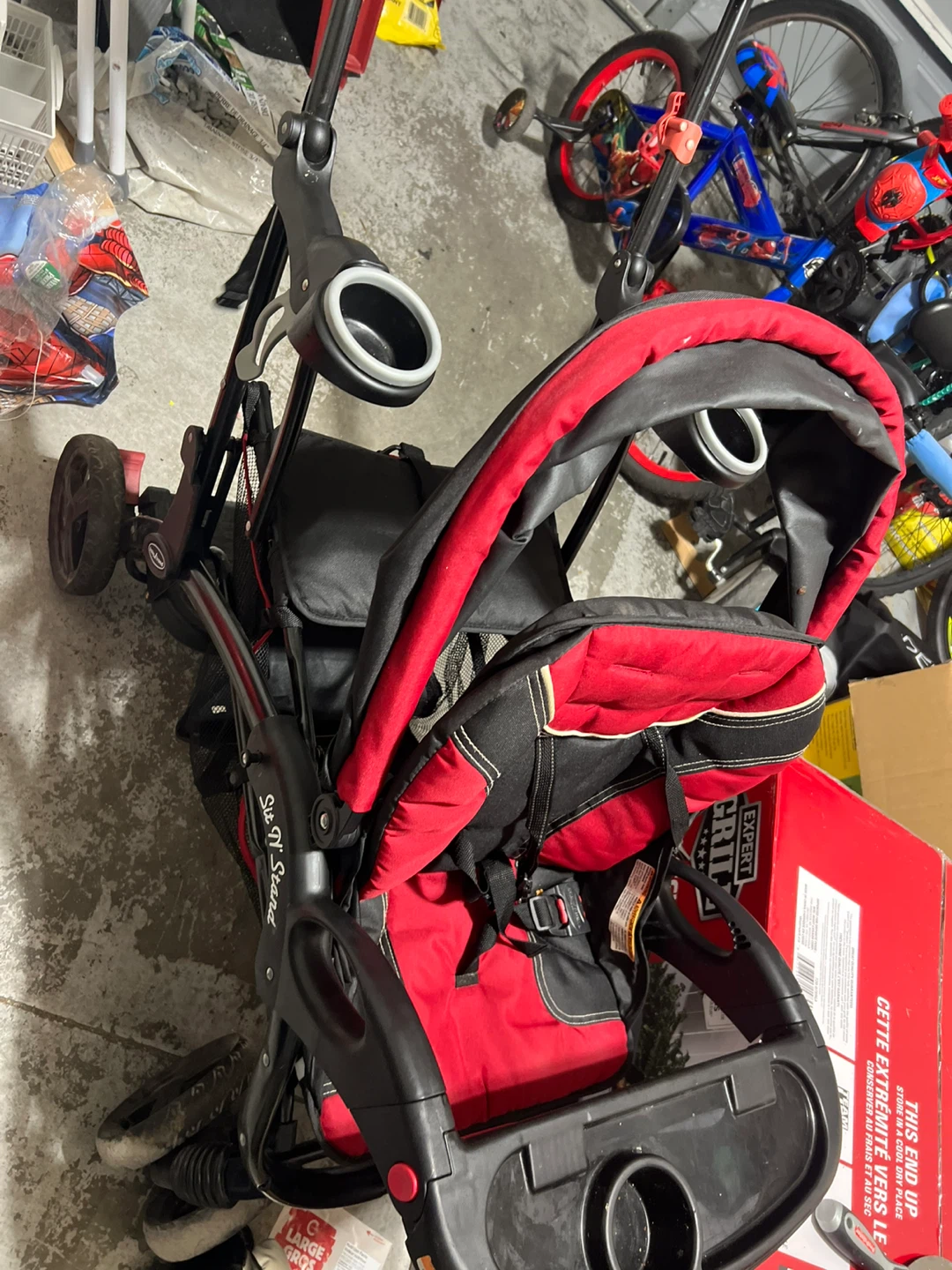 Crib and strollers