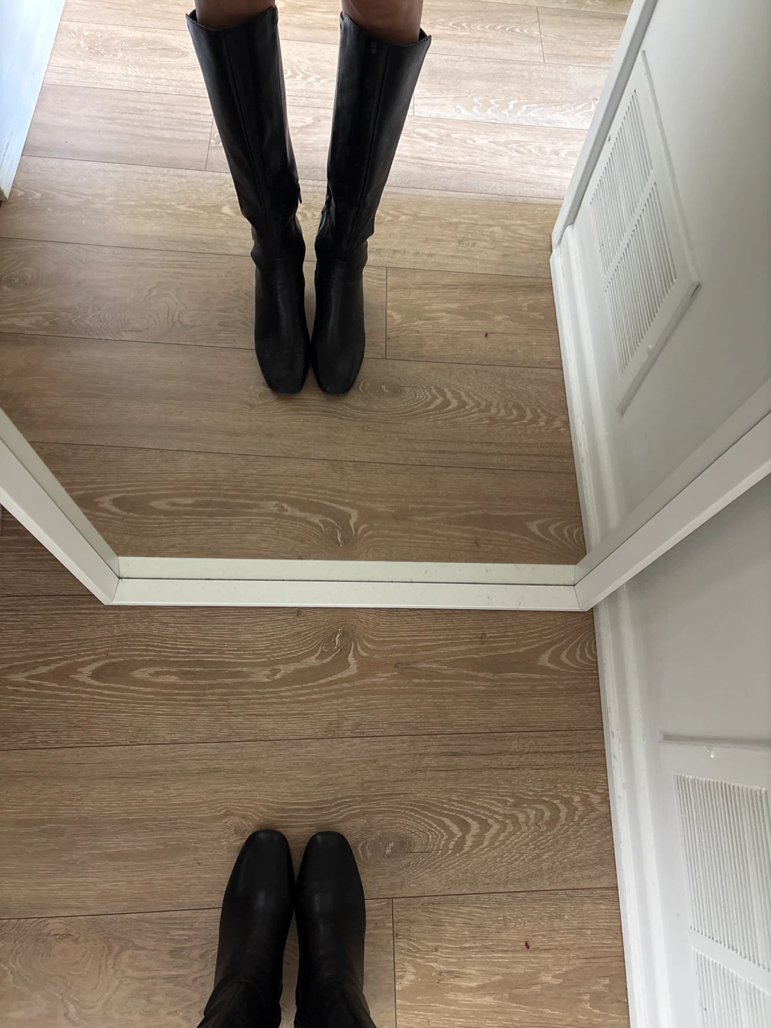 Black Faux Leather Knee-High Boots - photo 5