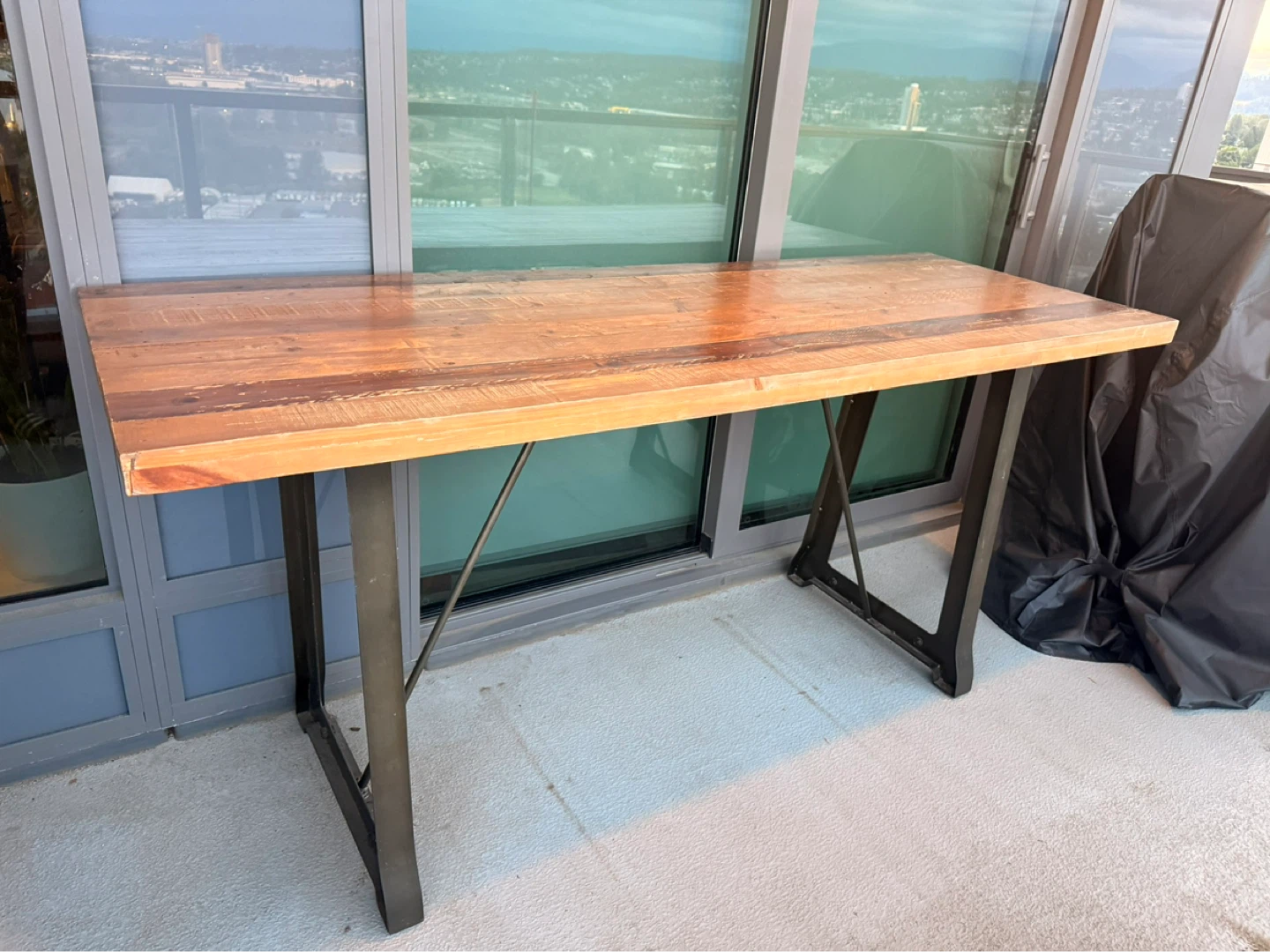 Rustic Industrial Bar-Height Table