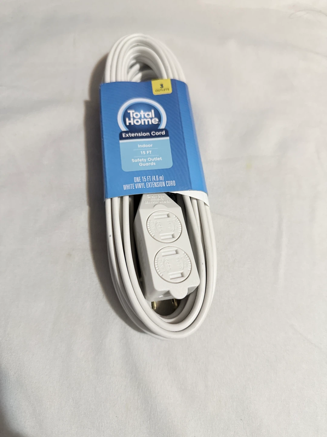 Total Home 15 FT White Indoor Extension Cord