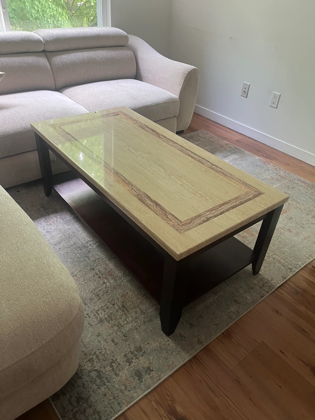 Marble Top Coffee Table with Shelf