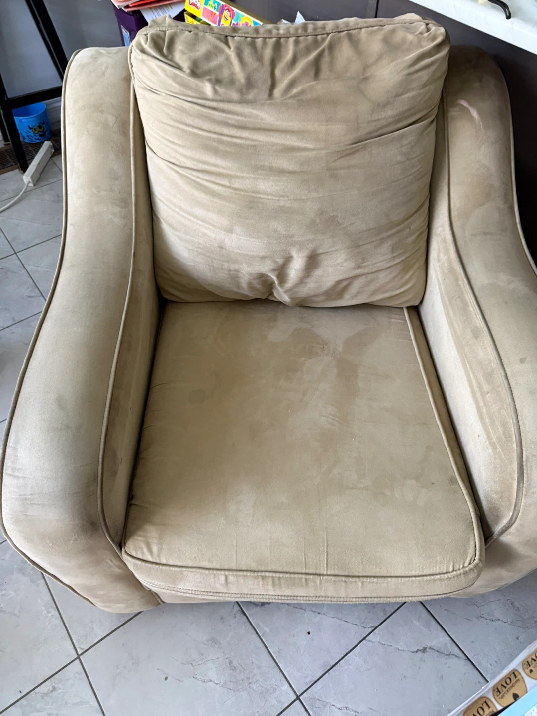 Beige 3 seater and chair - photo 2
