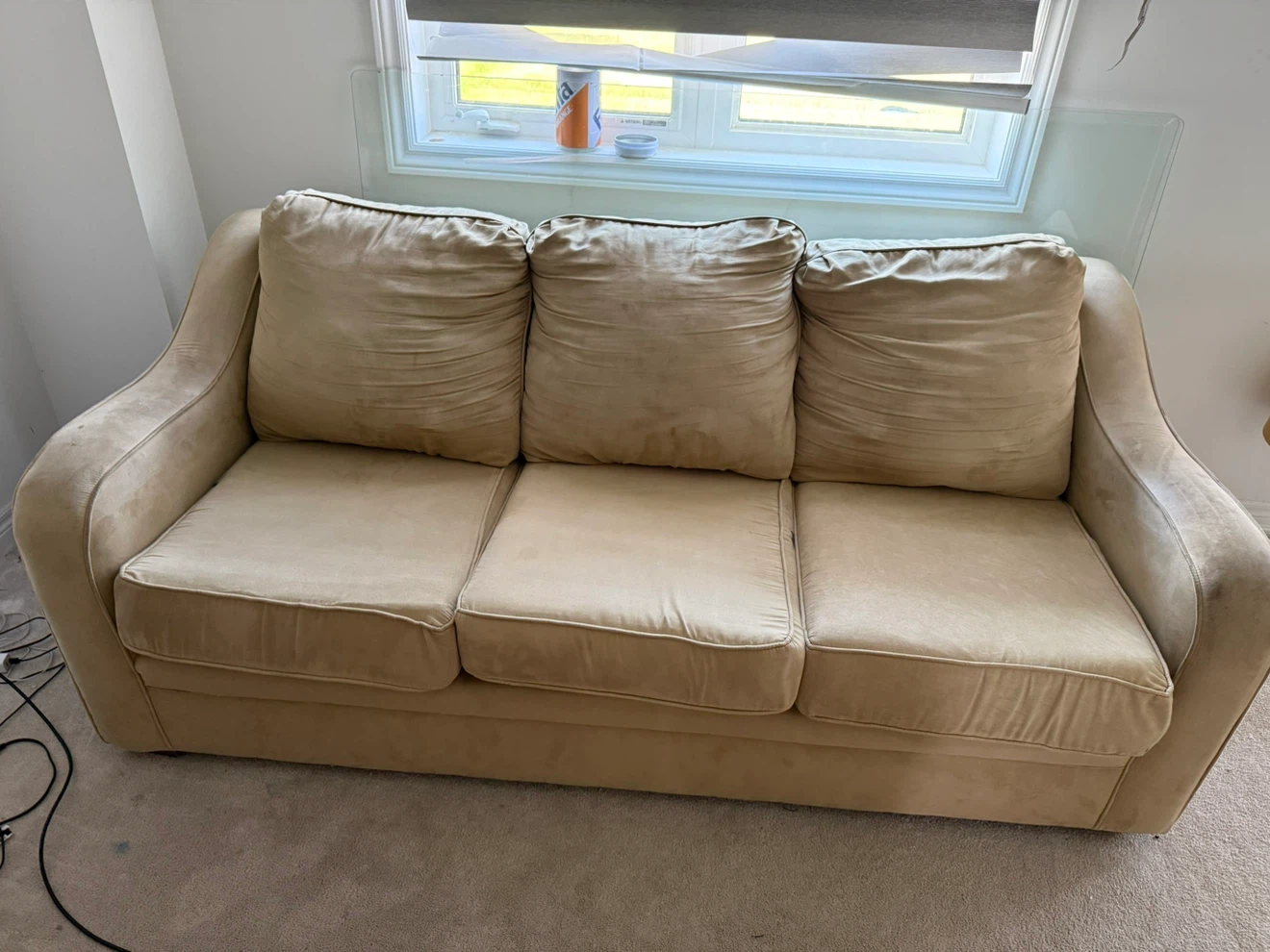 Beige 3 seater and chair - photo 3