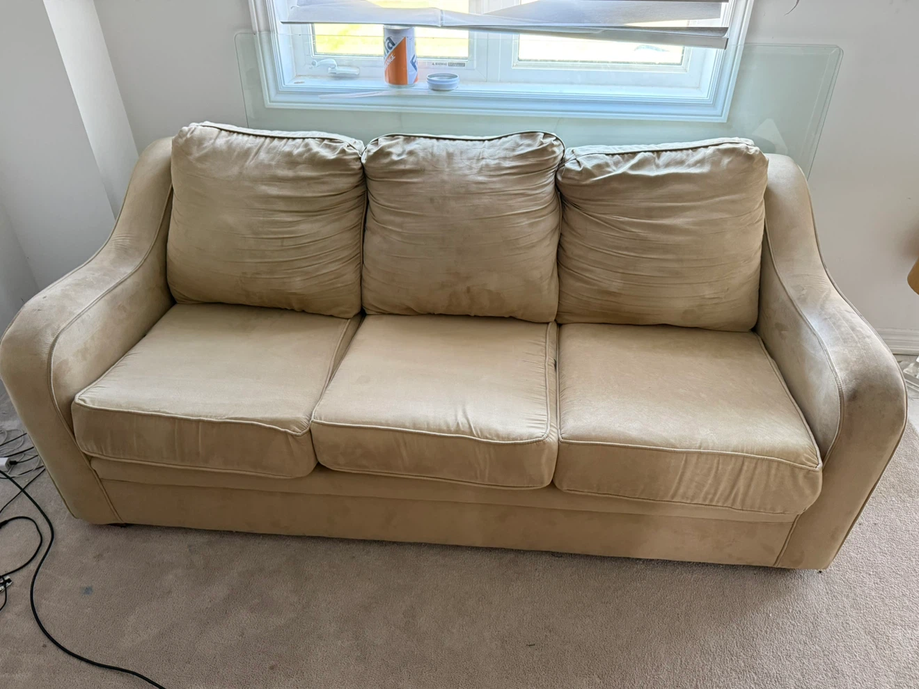 Beige 3 seater and chair - photo 4