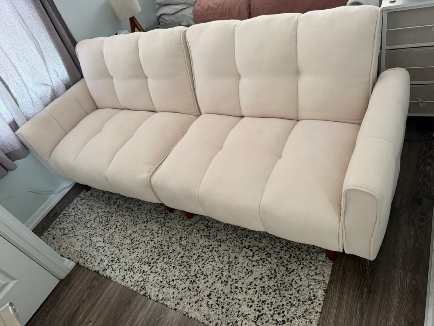 Cream Tufted Sofa Bed