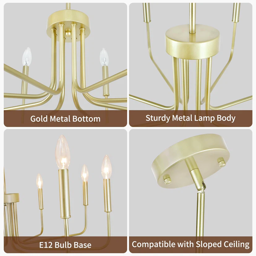 Gold Chandelier, 8-Light Farmhouse Chandeliers - photo 5