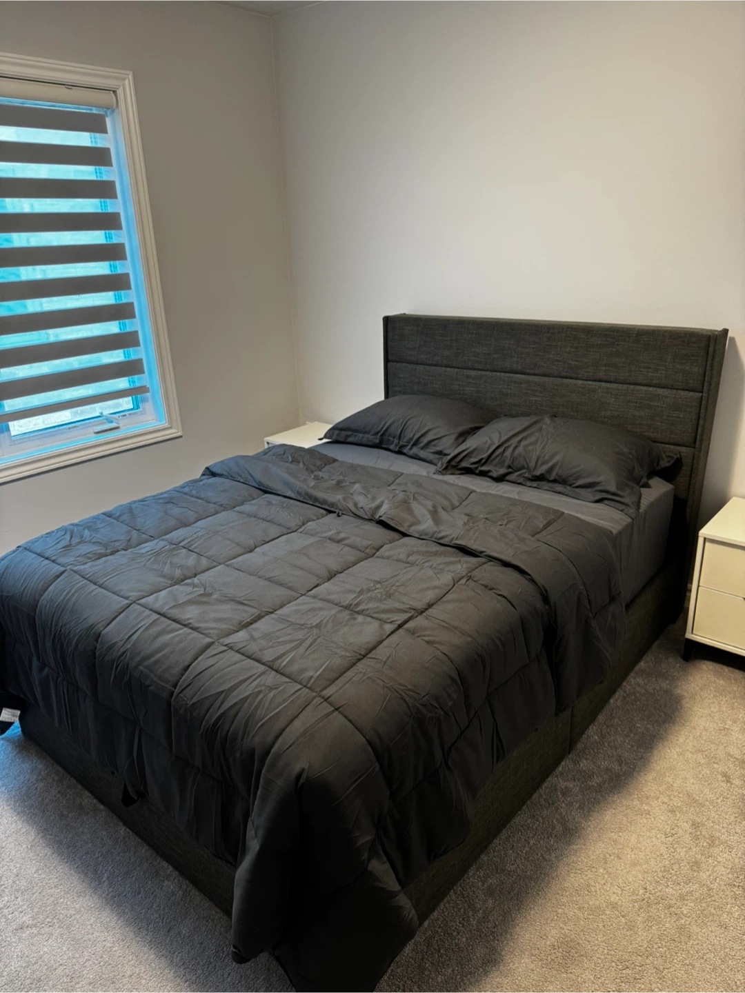 Dark Grey Upholstered Storage Bed Frame