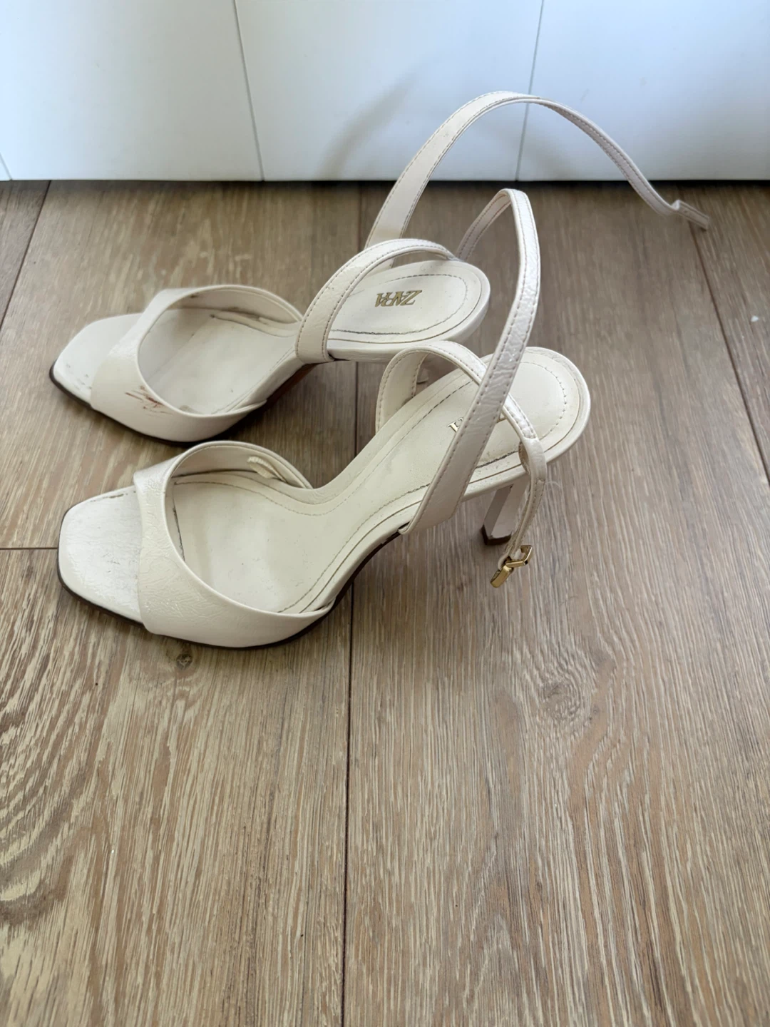 ZARA White Strappy Heels