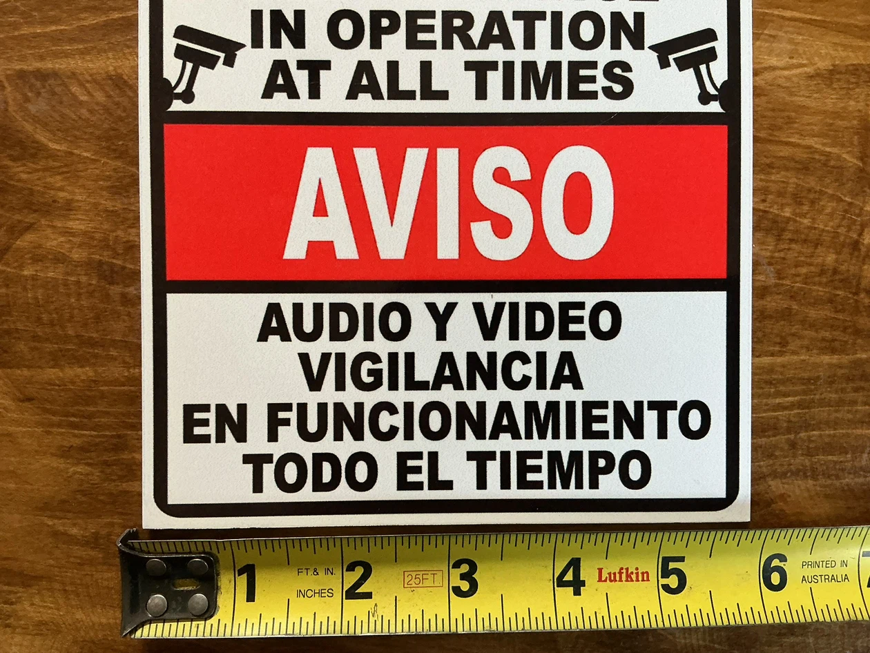 Bilingual Warning Audio & Video Surveillance Sign - photo 3