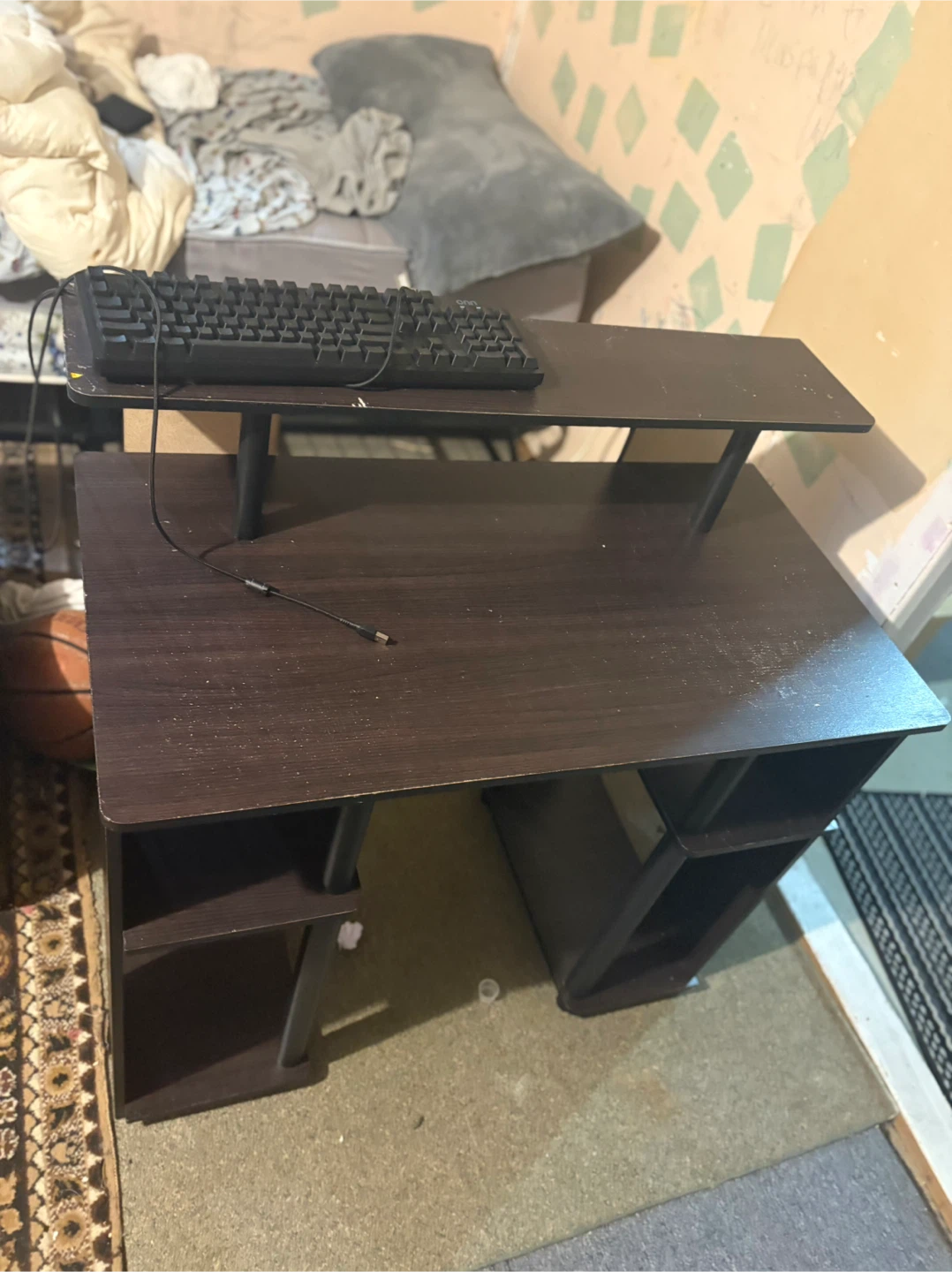 Dark Brown Computer Desk with Shelf