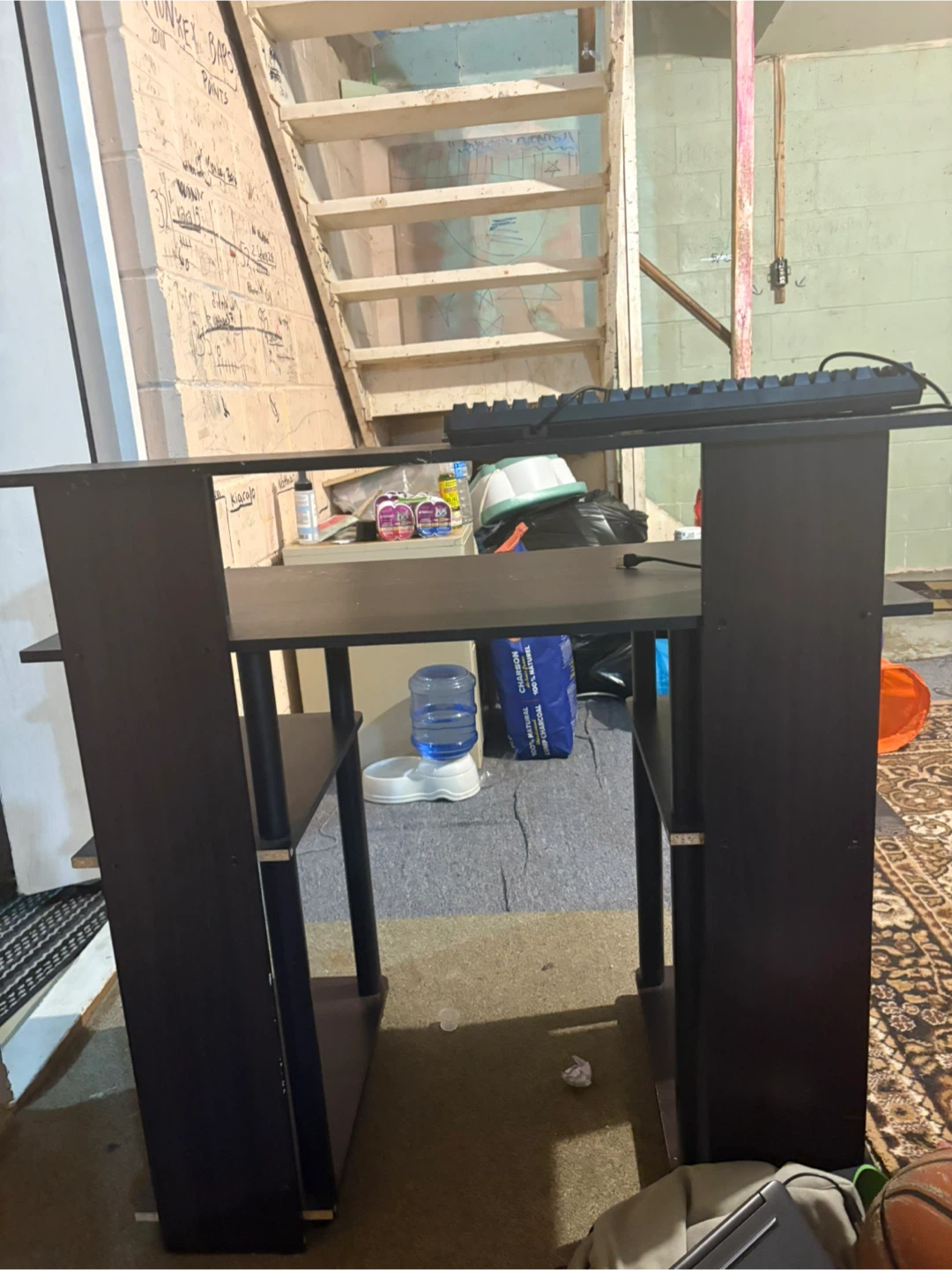 Dark Brown Computer Desk with Shelf - photo 2