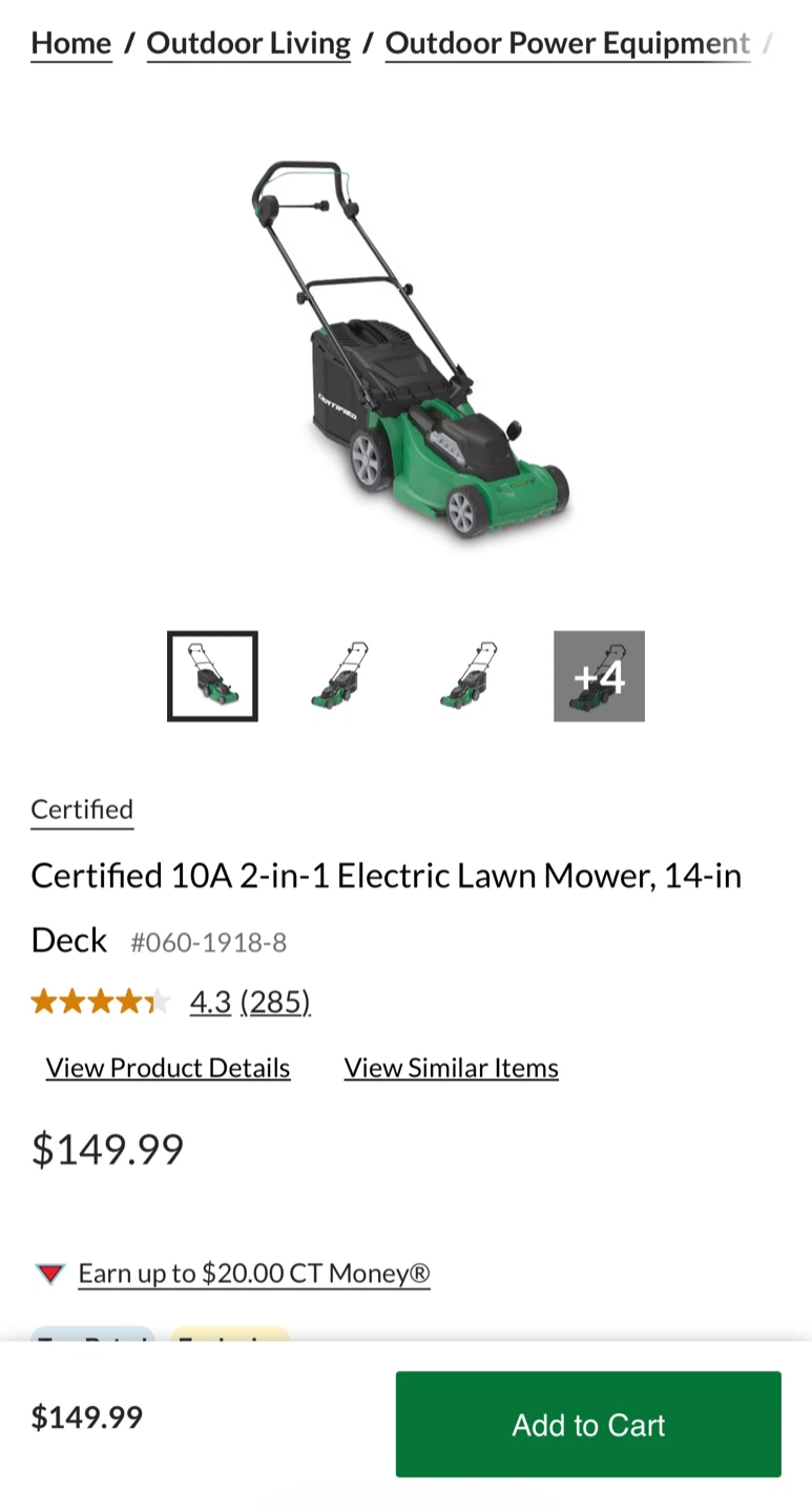 Certified 10A Electric Lawn Mower, 14-in Deck - photo 4