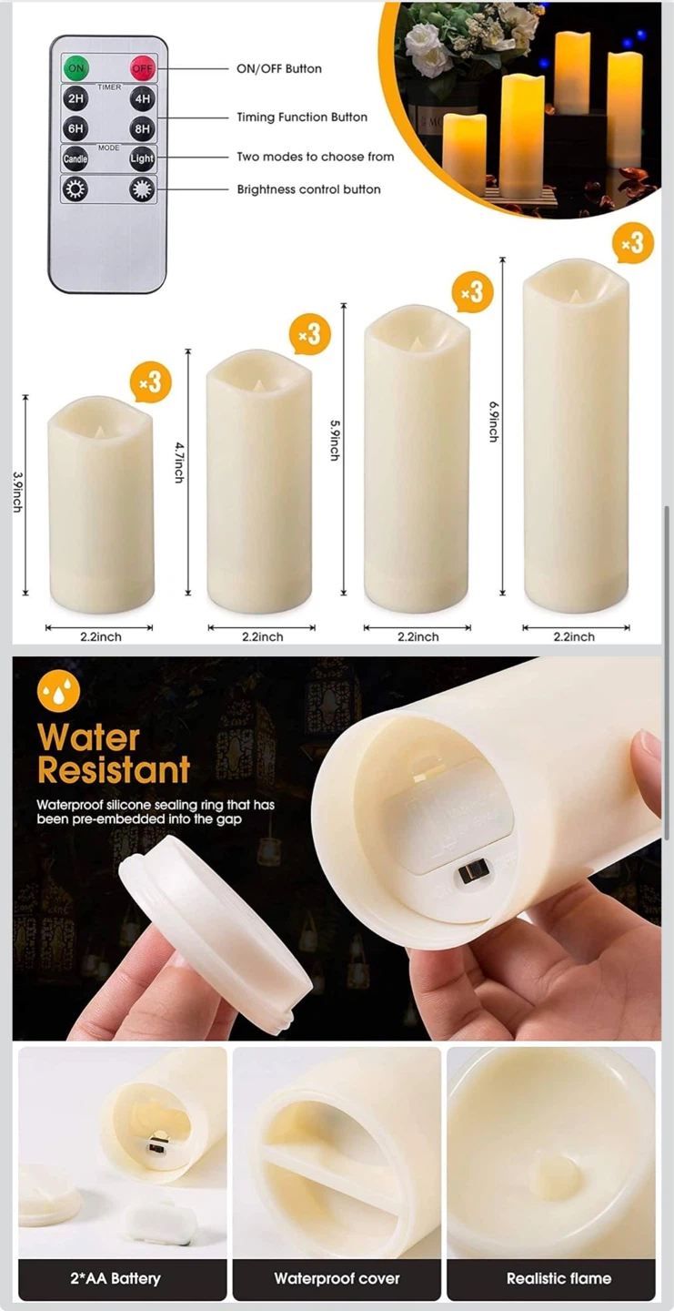 Flameless Candles Waterproof Outdoors & Indoors with Remote - photo 3