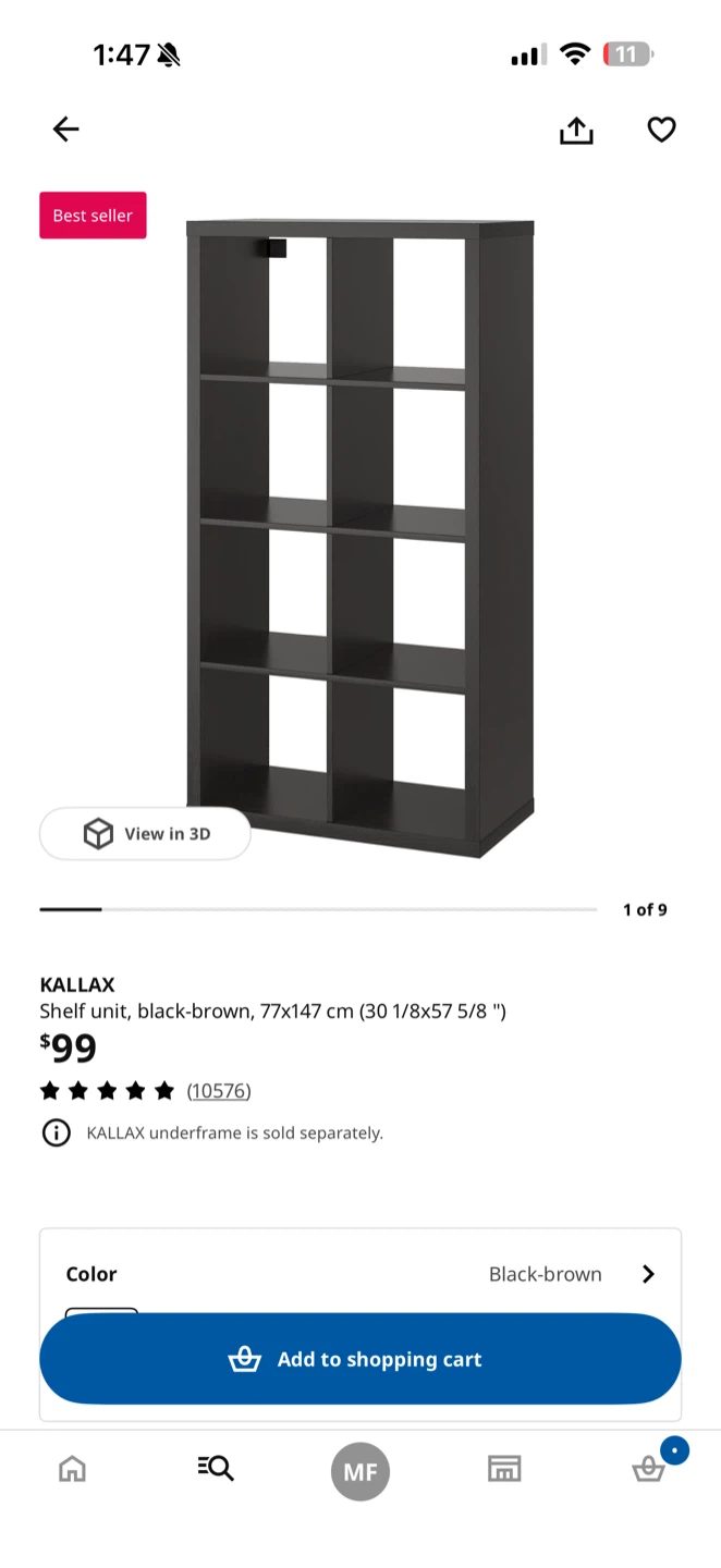 IKEA KALLAX Shelf Unit, Black-Brown - photo 4