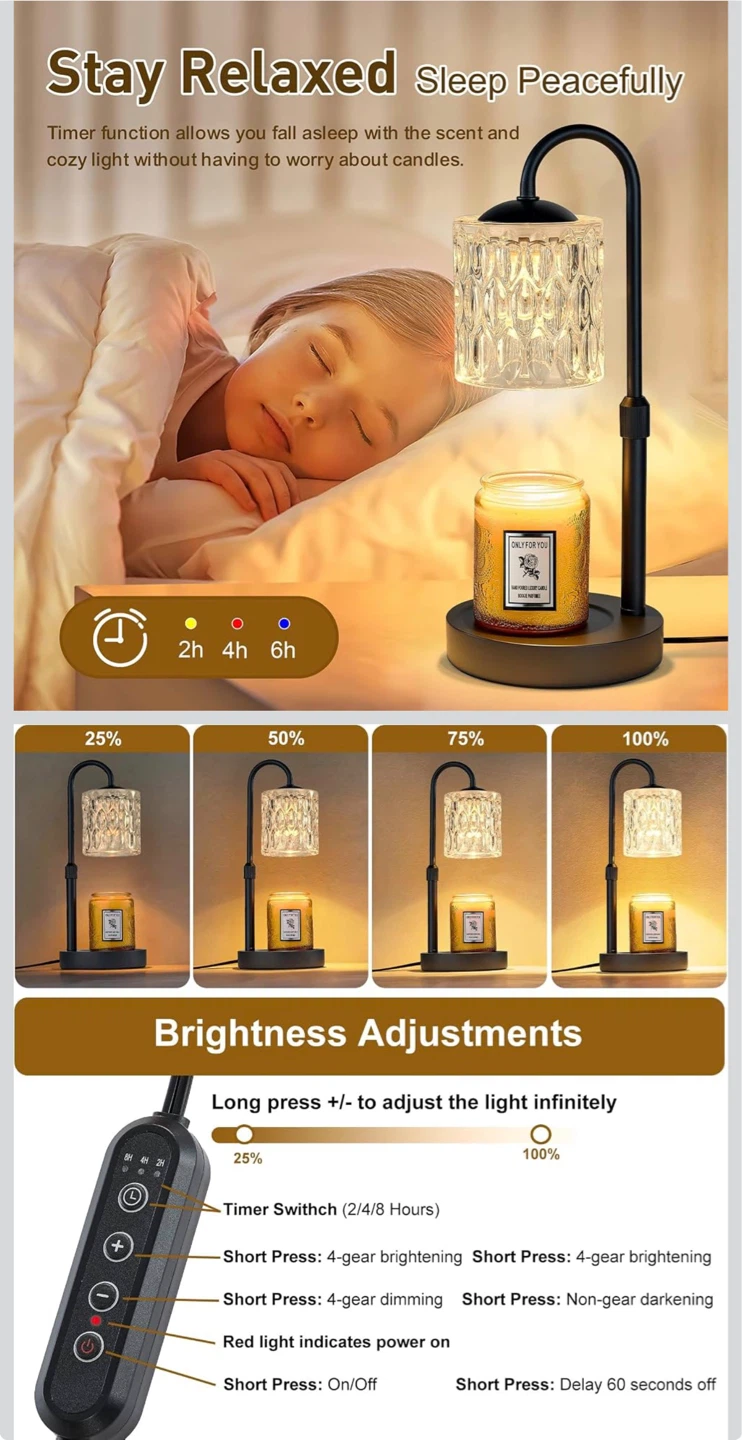 Brievar Dimmable Candle Warmer Lamp with Timer - photo 5