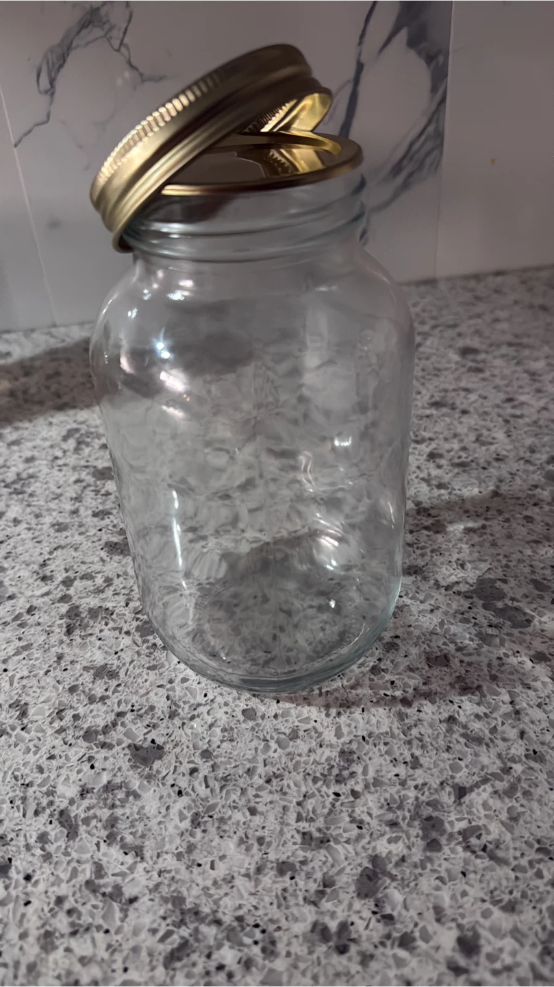 Glass Mason Jar with Gold Lid - 24 pieces 1 litre each