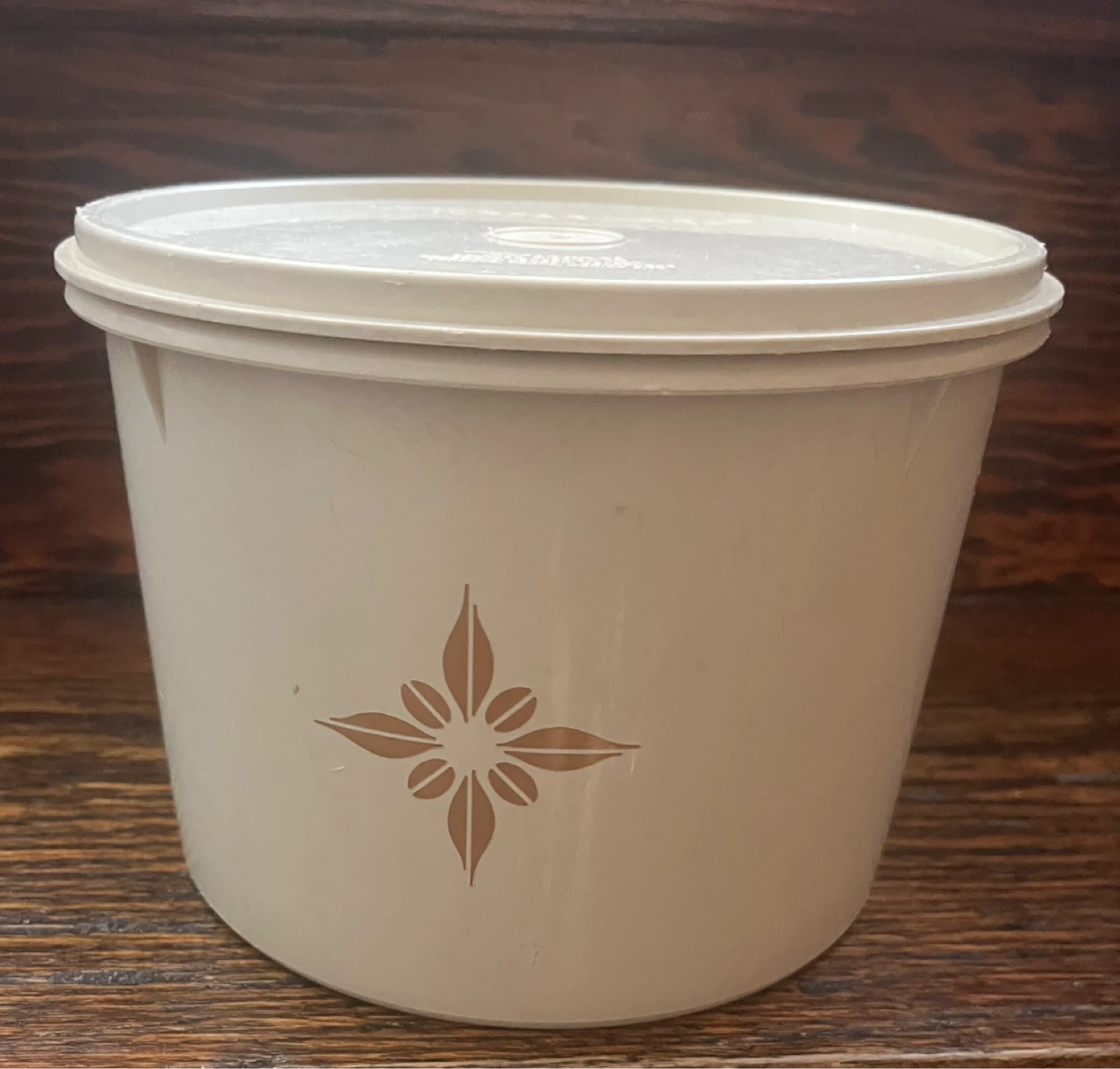 Vintage TUPPERWARE almond round container Retro