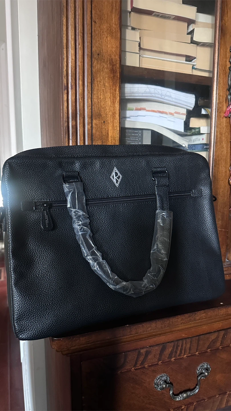 Ralph Lauren Black Pebbled Leather Briefcase