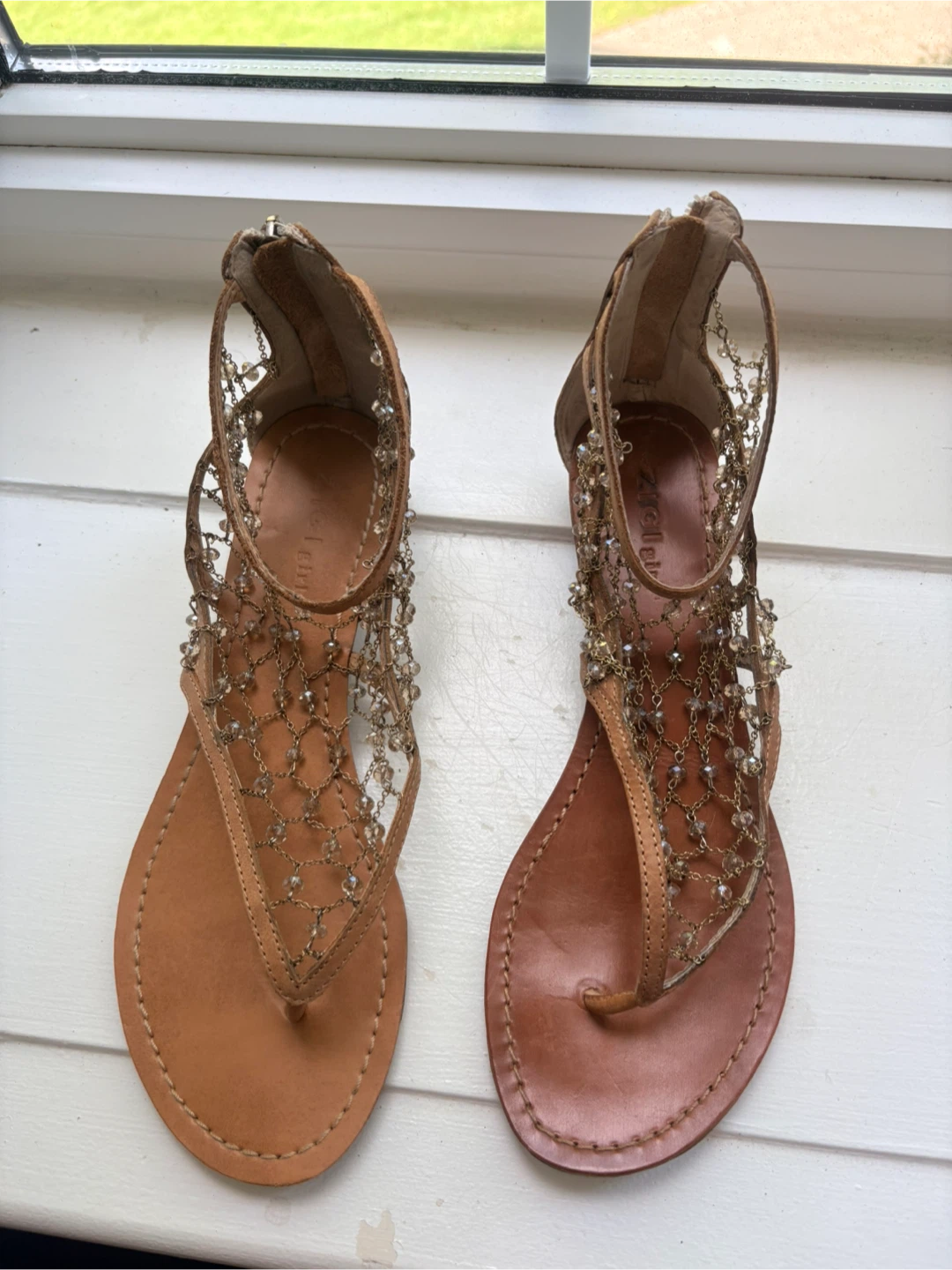 Gold Beaded Strappy Sandals “Foot Jewelry” W 8