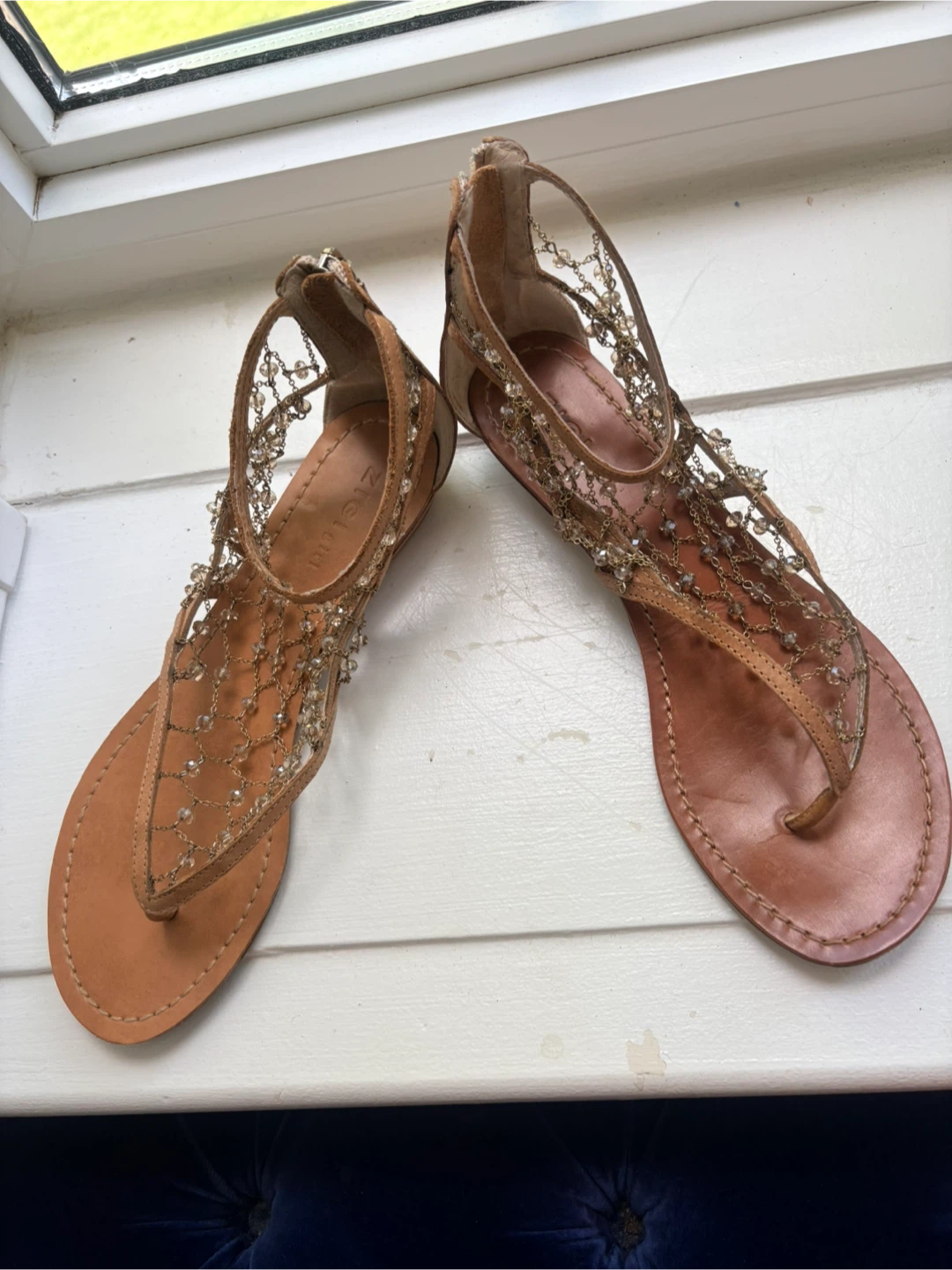 Gold Beaded Strappy Sandals “Foot Jewelry” W 8 - photo 2