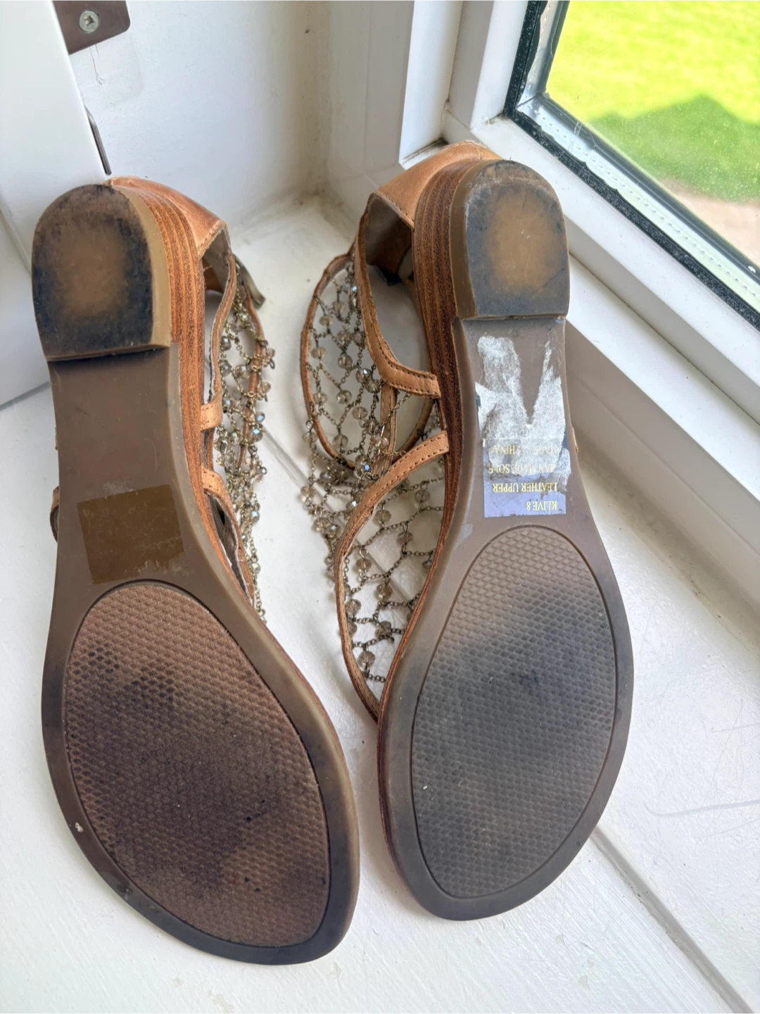 Gold Beaded Strappy Sandals “Foot Jewelry” W 8 - photo 3