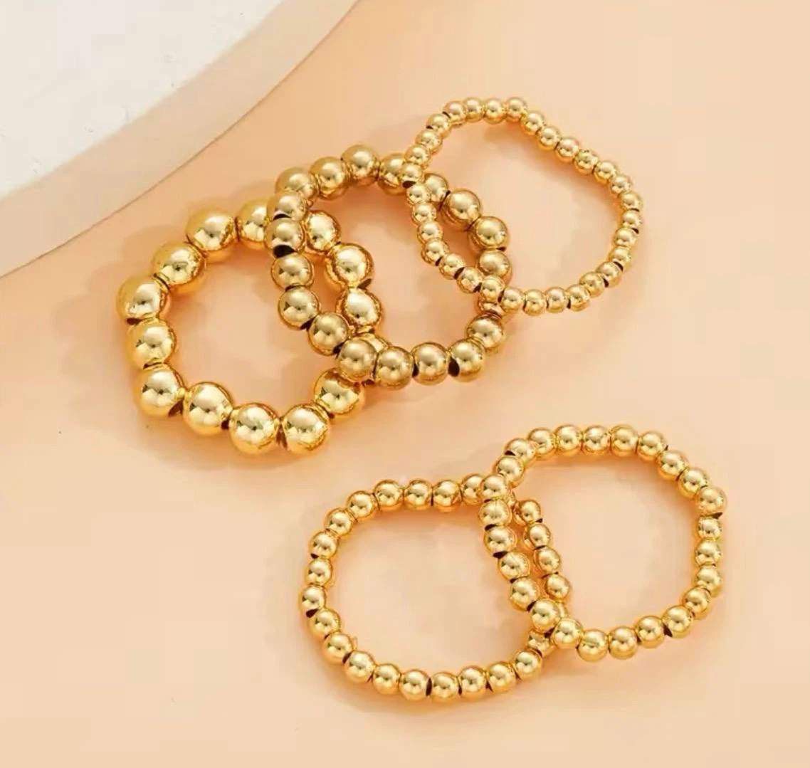 Gold or Silver Beaded Stacking Ring Set (5 Rings) - photo 4