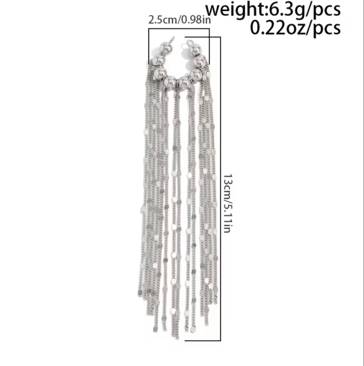 Silver-Tone Tassel Chain Ear Cuff - photo 2