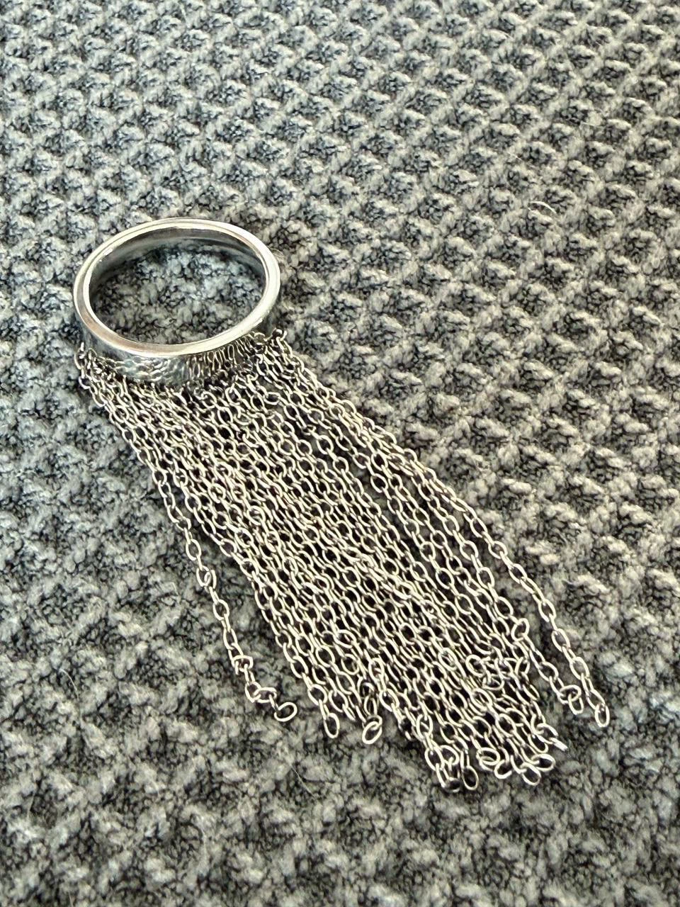 Silver Chain Tassel Fringe Ring - photo 2