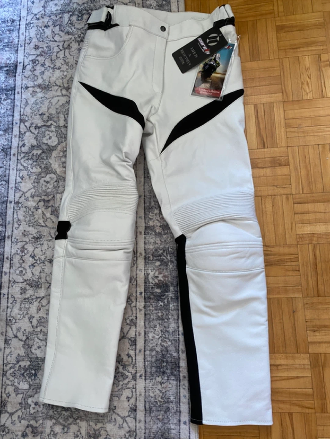 Corelli MG White Leather Motorcycle Pants