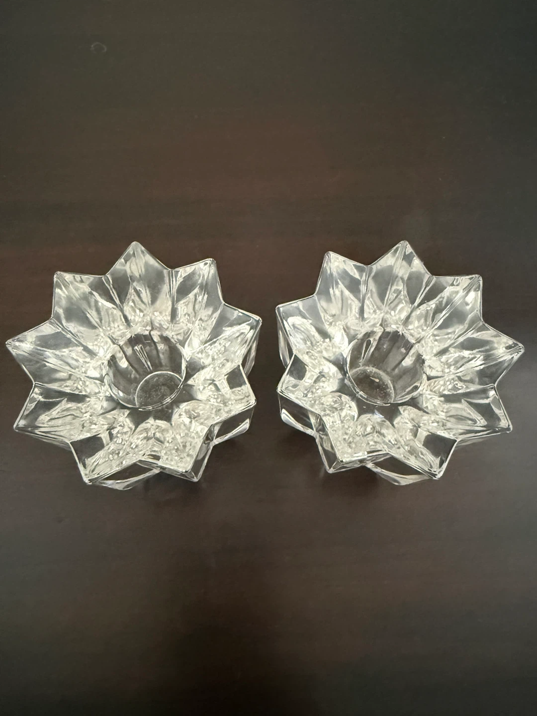 Pair of clear glass star-shaped votive candle holders - photo 2