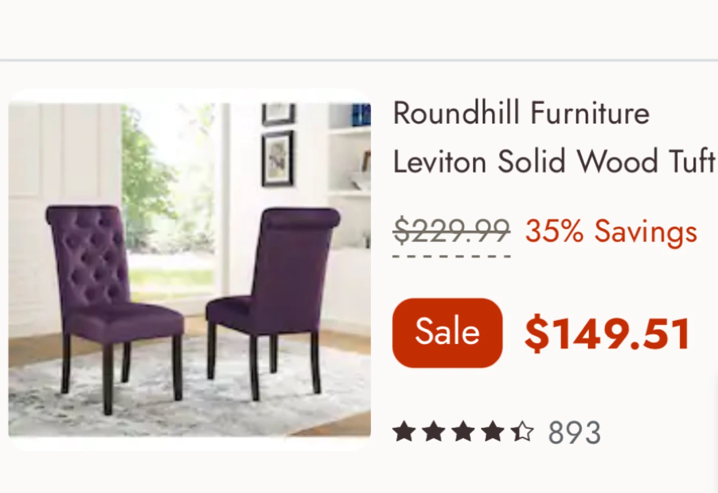 Roundhill Furniture Leviton Tufted Dining Chair - photo 4