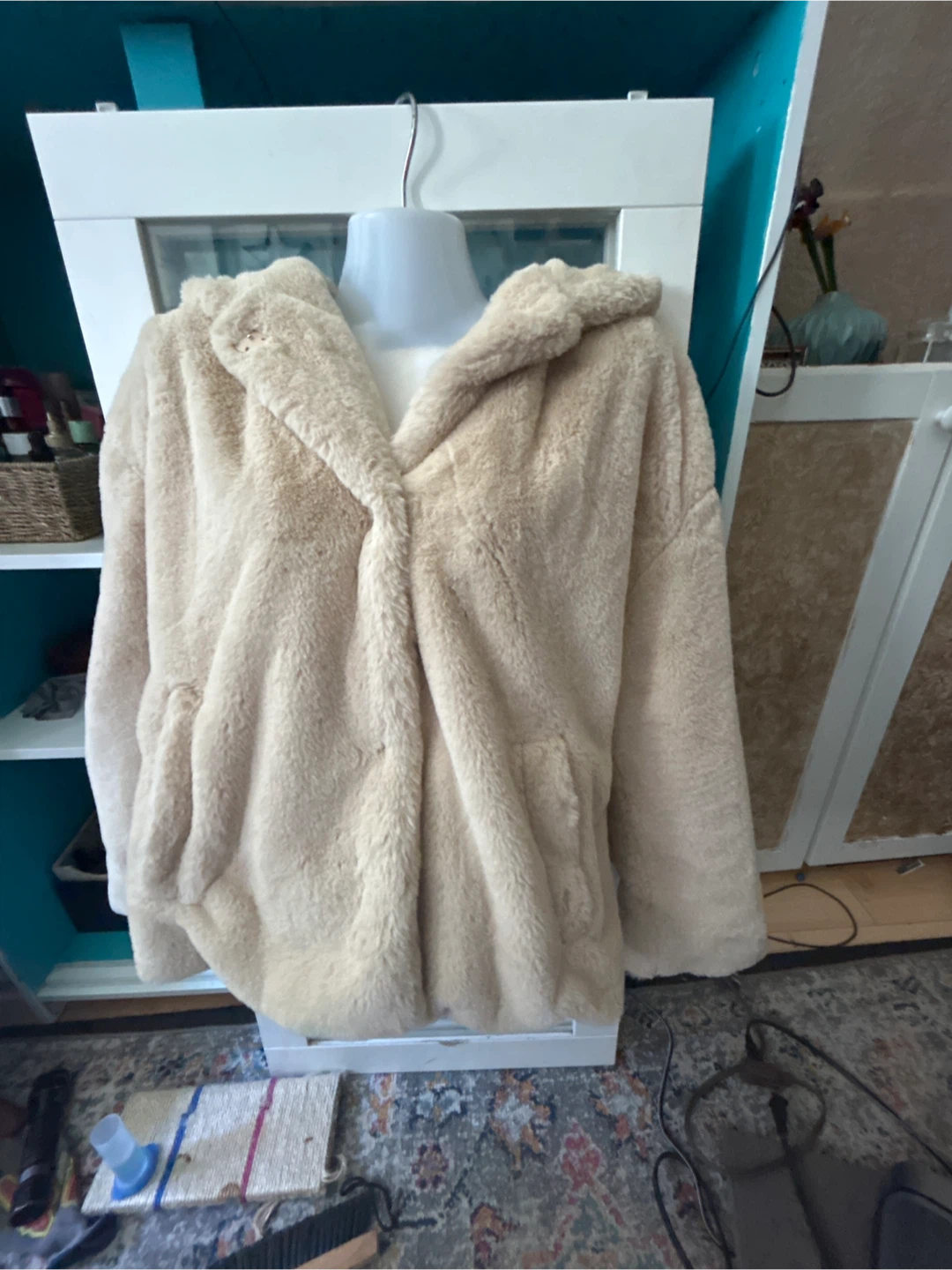 Zara Basic Faux Fur Hooded Jacket