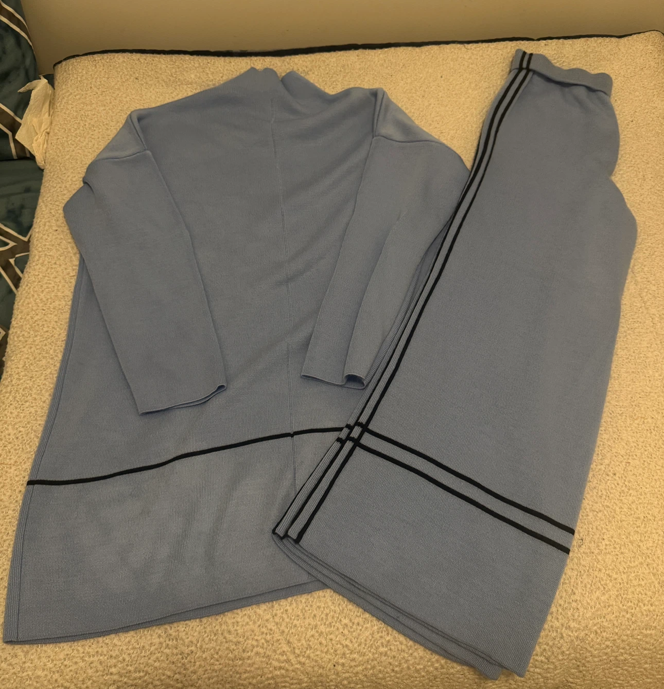 Light Blue Knit Sweater and Pants Set